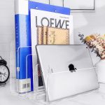 4 Section Acrylic File Organizer, Clear Acrylic Desk Organizer and Accessories, Sturdy Acrylic File Folder Holder Sorter, Office Supplies for Mail Letter Paper Electronic Notebook - Image 2